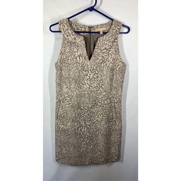 Banana Republic Women's Animal Pattern Sleeveless Split Neck Sheath Dress Size 6 - Picture 1 of 10